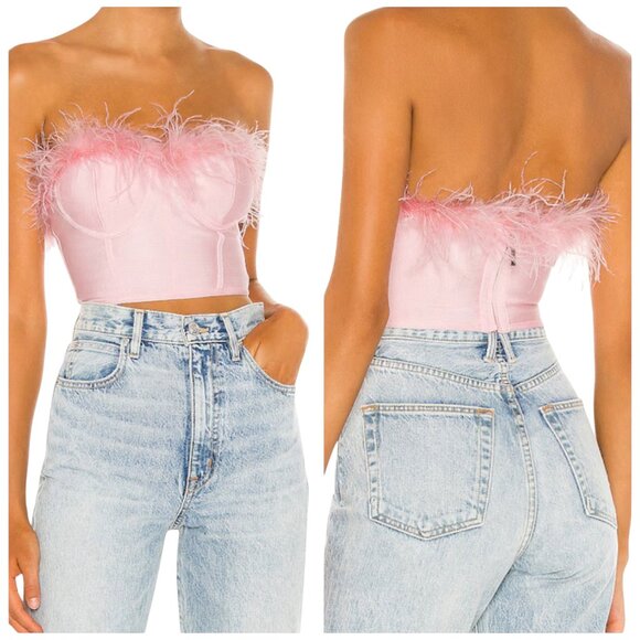 Superdown Romona Bustier Top in Blush Feather Corset NWT Medium - Picture 1 of 6